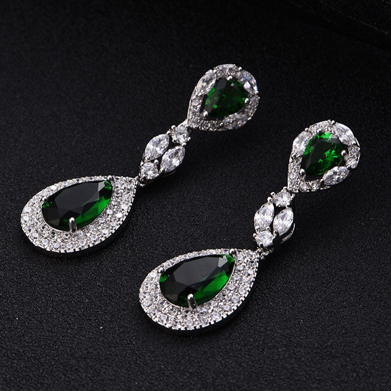 High Quality Women Party Jewelry Silver Color Water Drop Cubic Zirconia Clip On Earrings No Pierced Ear