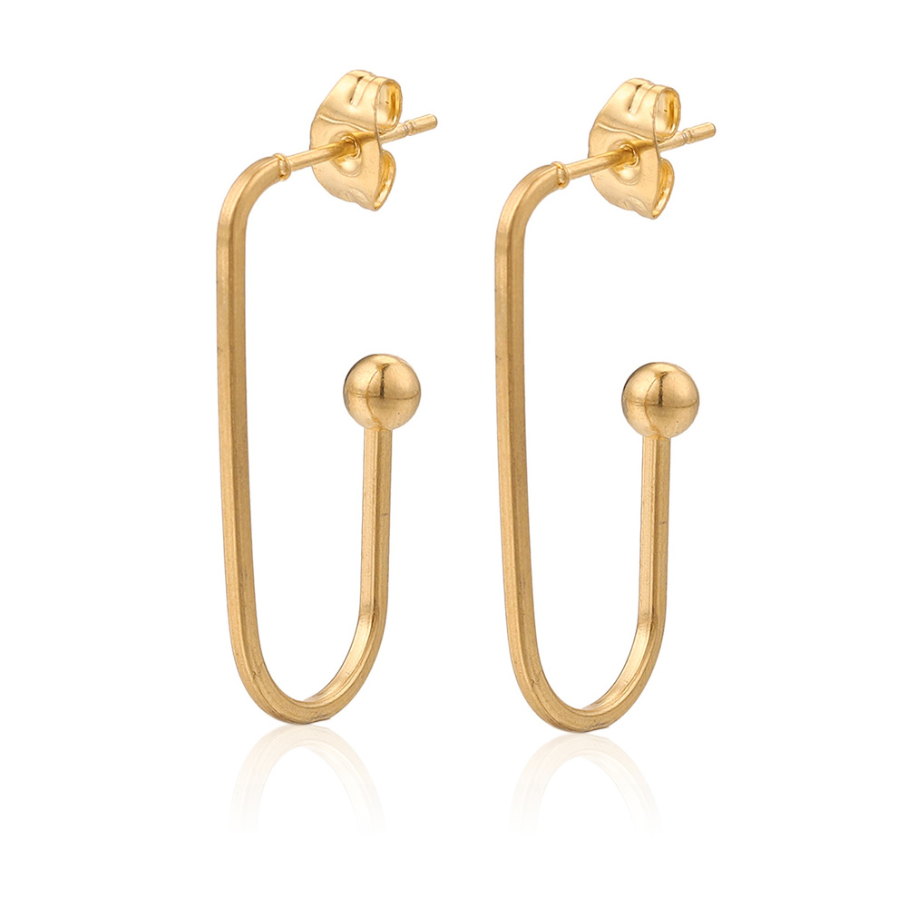 10pcs Gold Earrings Gold Plated Posts with Loop Long C Shape Ear Studs Earrings Accessorie DIY Jewelry Making Supplies Wholesale