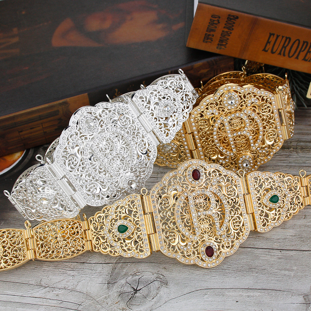 Gold Color Moroccan Kaftan Belt R for Women Metal Algeria Waist Chain Europe Bride Wedding Banquet Caftan Body Jewelry