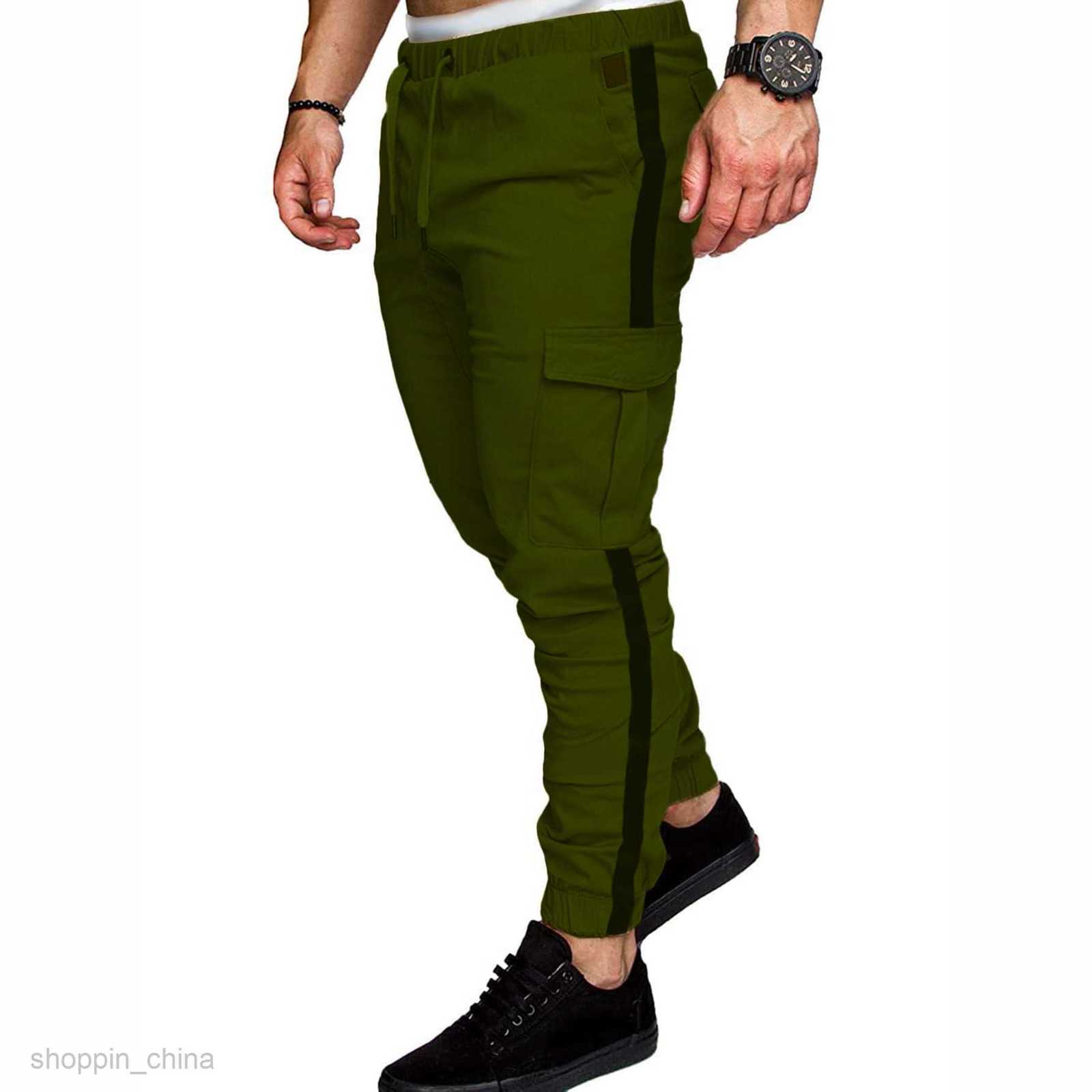 Men's Pants Leisure sports pants size new workwear pants for Male autumn patchwork solid color casual sports loose straight leg pants