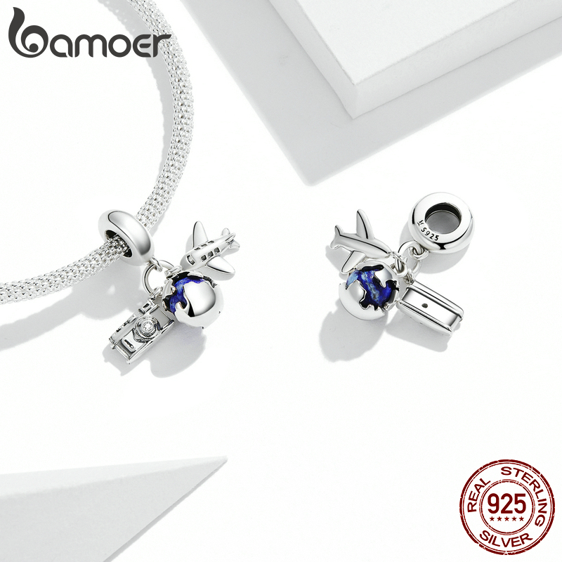 BAMOER 925 Sterling Silver Space Series Charm fit Original Bracelet & Bangle Travel Around the World Beads Women Fine Jewelry
