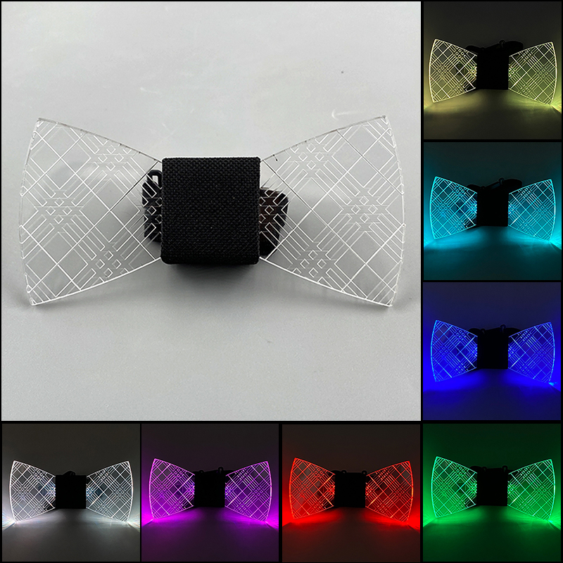 Luminous Butterfly LED Acrylic Bow Tie Men Bowtie Flashing LED Light Up Necktie Glow Party Supplies Valentine Day Novelty Gift