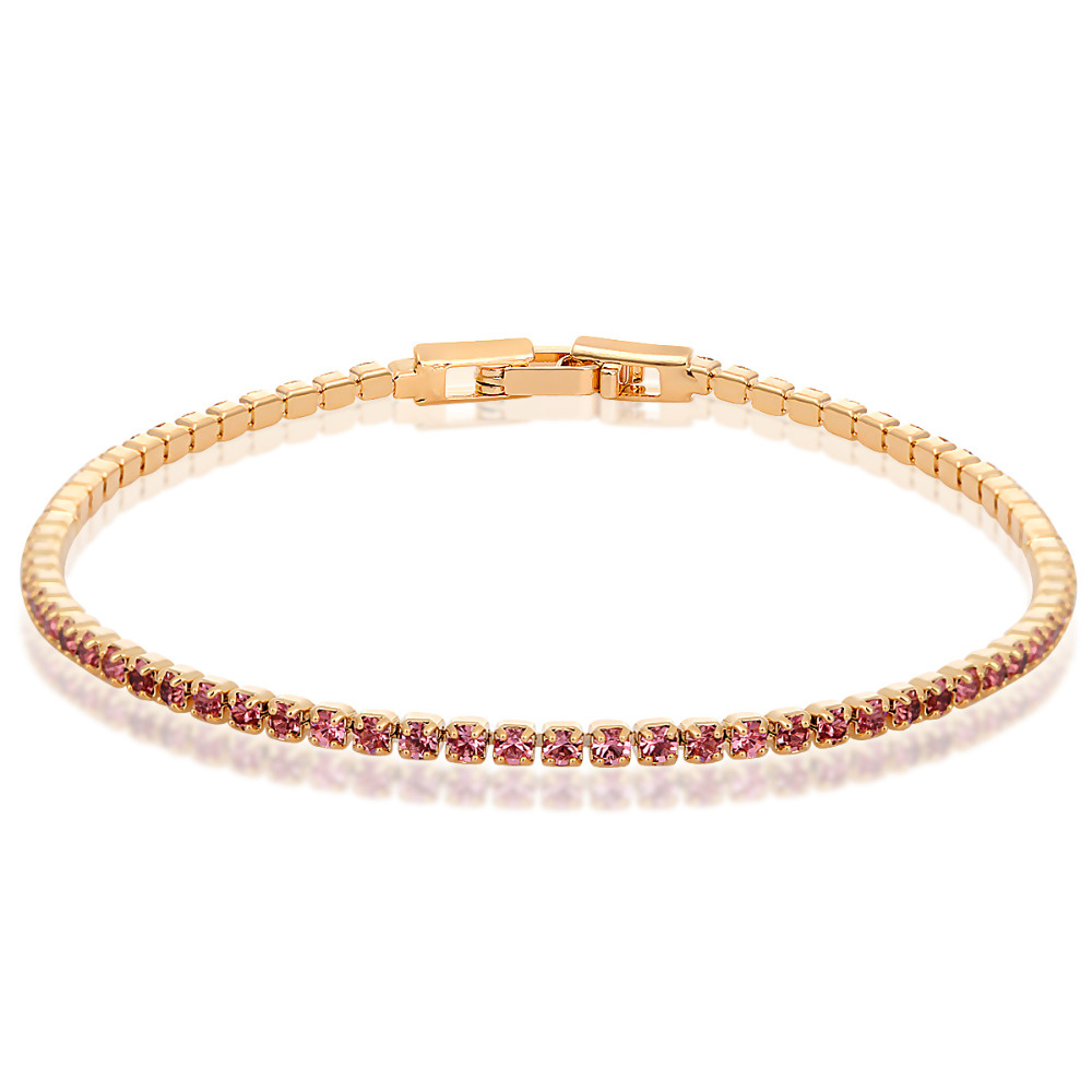 6colors 17+2cm Gold Color Cluster Rhinestone Crystals Slim Tiny Tennis Chain Bracelets Jewelry for Women Girls Pulseira feminina
