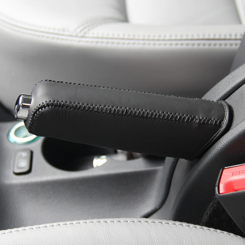 Car Hand Brake Covers Top Layer Leather Case for Skoda Octivia 2014 Handbrake Grips Genuine Cover Auto Handbrake