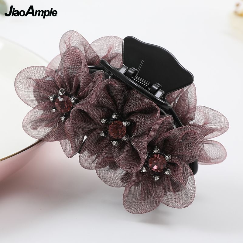 Women's Juan Yarn Flowers Hair Clips Korean Elegant Hairpin Ladies Beauty Accessories Wash Tools Girl Hair Accessories Hair Band