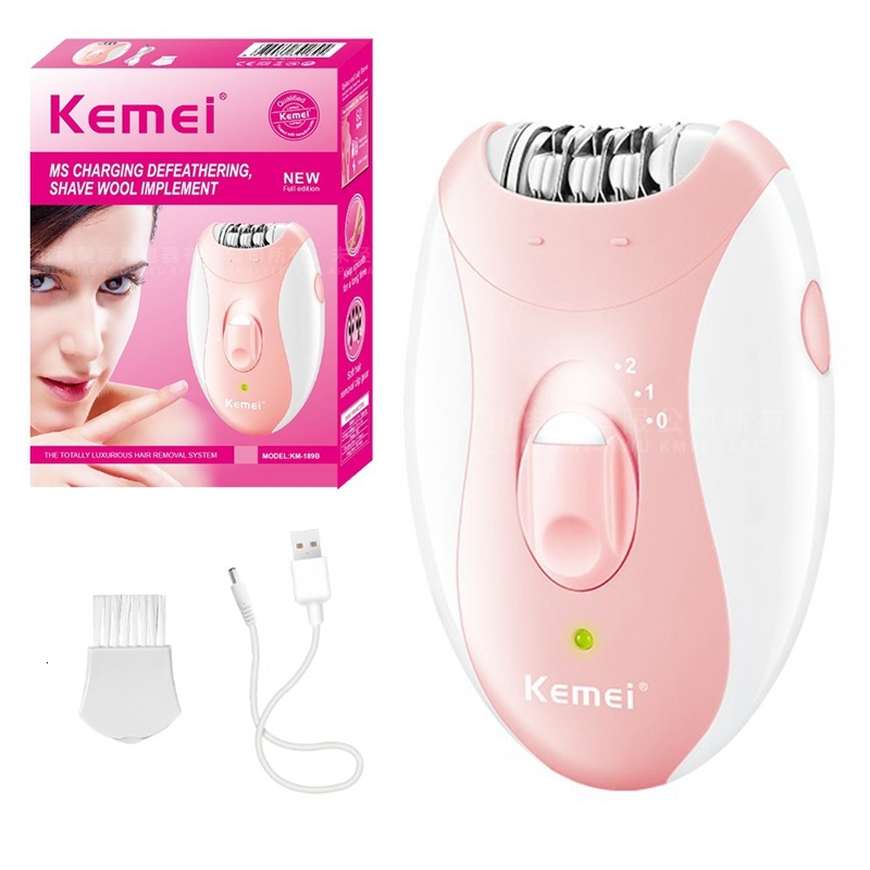 Kemei Women Epilator Electric Removal Facial Body Lady Bikini Legs Arms Armpit Hair Remover Underarms Rechargeable F624-40