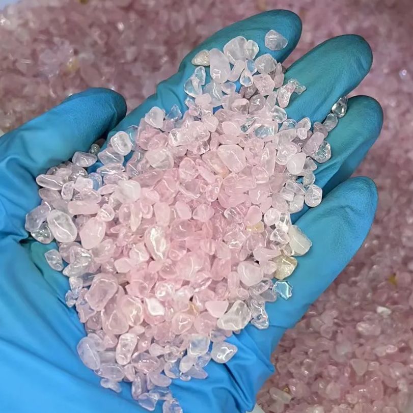 100g/bag Natural Pink Crystal Gravel Rose Quartz Crystal Gravel Stone Rock Chips Lucky Healing Natural Stones and Minerals 5-7mm