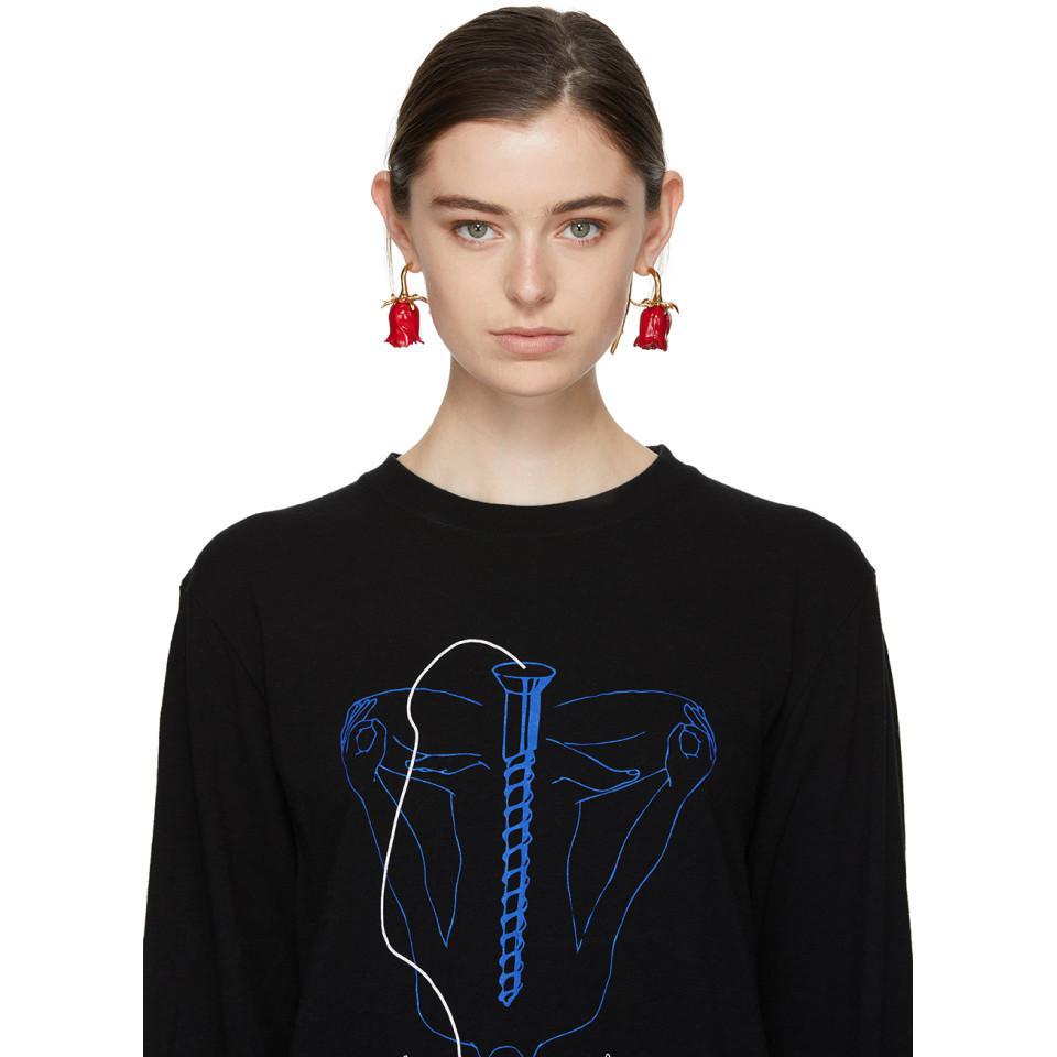 Mimiyagu Trendy Big Red Rose Flower Stud Earring For Women