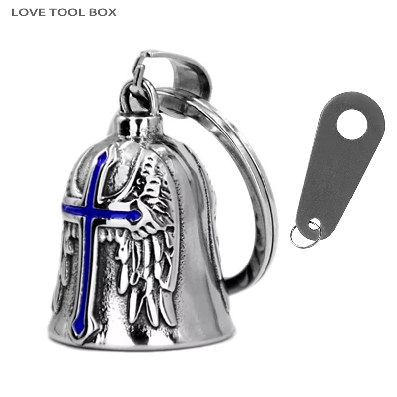 Motorcycle Bell Guardian Angel Cross With Hanger for Ride Cycling Bell Key Chains Accessories Bells for Motorcycles for Harley