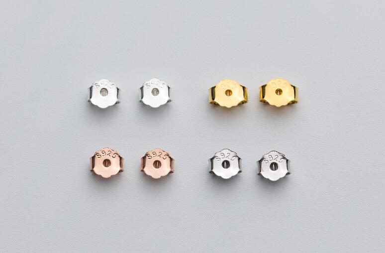 10pcs/lot 100% 925 Sterling Silver Earring Back Gold Rose Gold 4 5mm Butterfly Earring Stopper Findings for DIY Jewelry Findings