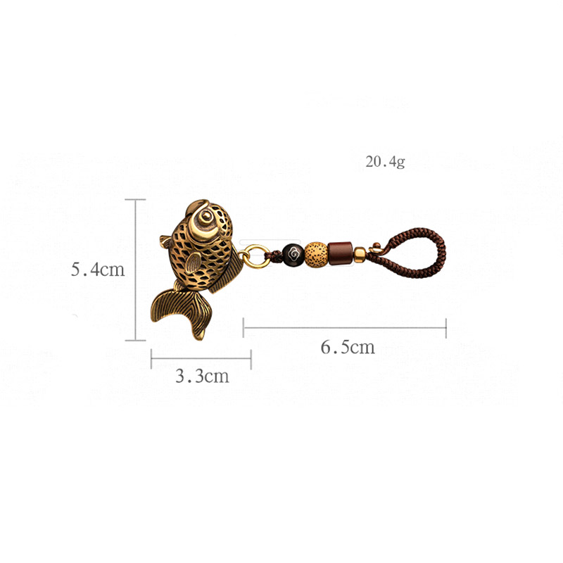 Copper Fish Keychain Pendant Vintage Brass Metal Lucky Animal Lanyard Key Chains Rings Bag Charms Handmade Braied Rope Hangings