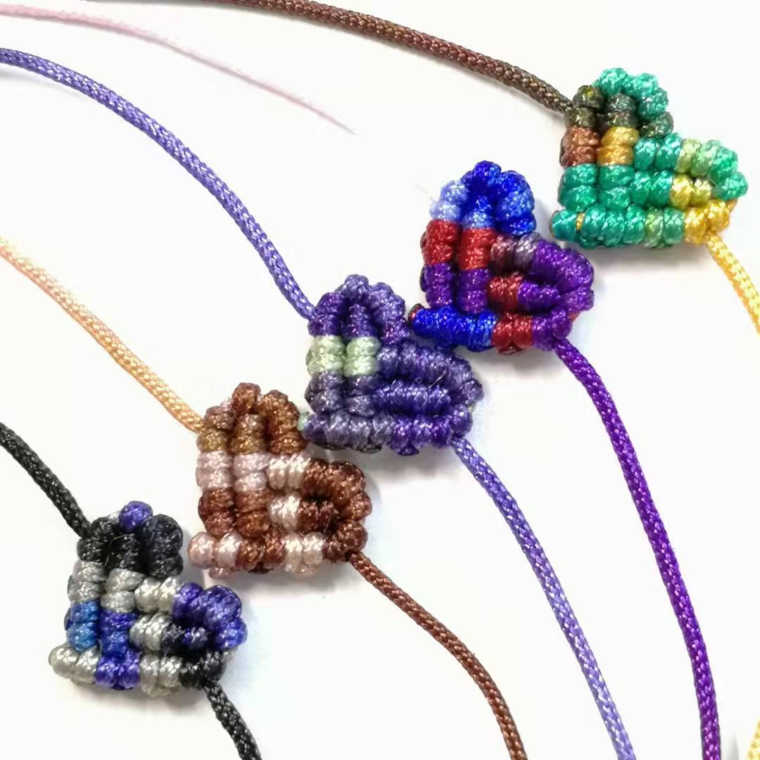 Bohemia Gradient Candy Colors 18k Gold Beads Heart Shaped Love Lucky Handmade Rope Bangle Braided Bracelet Couple Sister Gift
