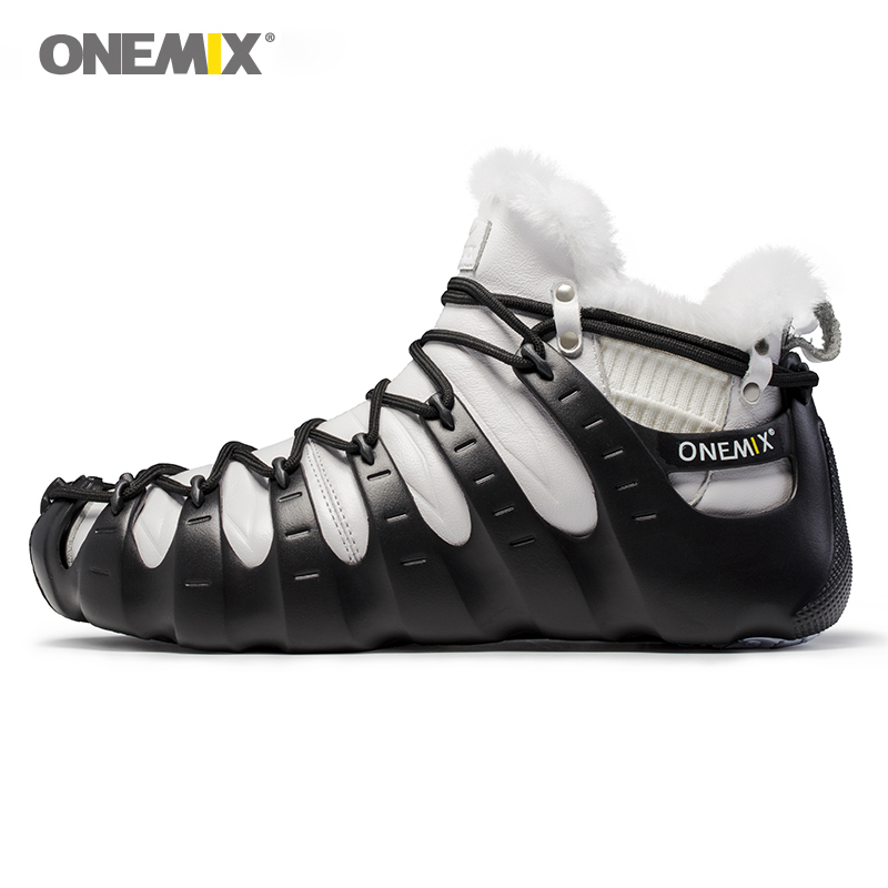 Onemix Brand Men Winter Snow Boots Waterproof Leather Sneakers Anti Slip Outdoor Keep Warm Wool Mountain Running Shoes for Women