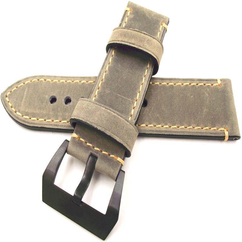 Black Buckle Wholesale 10PCS/Lot 20MM 22MM 24MM 26MM Genuine Leather Crazy Horse Leather Watch Band Watch Strap Man Style New