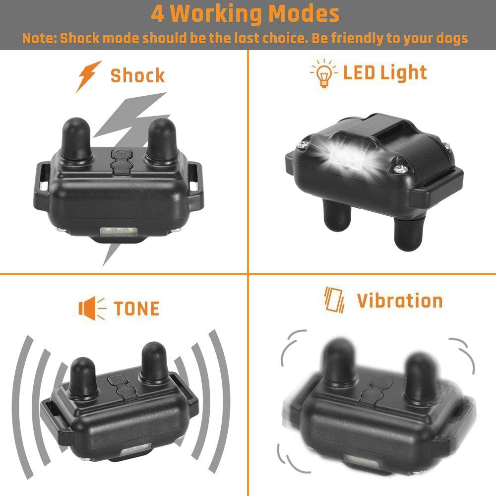 Smart Shock Collar for Dogs - IP67 Waterproof Rechargeable Dog Electric Training Collar with Remote for Small Medium Large Dogs