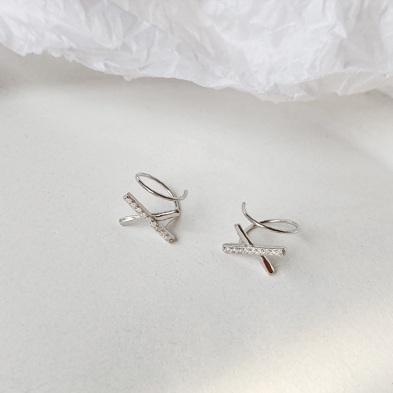 LIVVYSilve Color X-Shape Ear Bones Clip Simple Cross Earrings Bride Elegant Jewelry Woman Party Gift Used To Decorate Ear Region