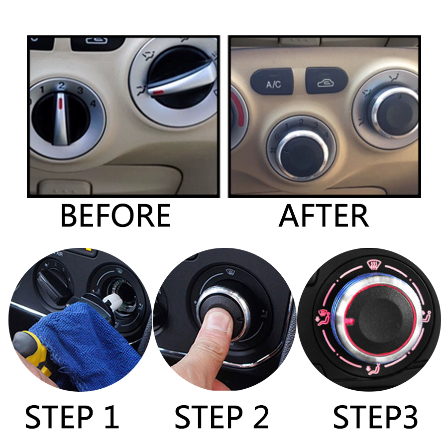 3pcs/set Aluminum Alloy car ac knobs For Hyundai ACCENT air conditioning heat control switch knob ac knob car auto assessoires