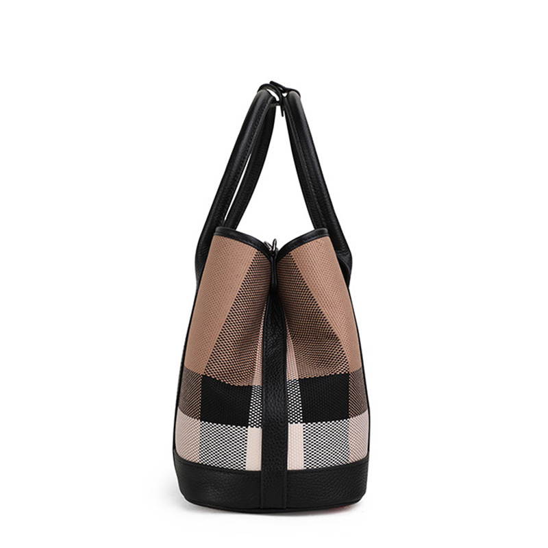 VM FASHION KISS Soft Leather + Canvas Women's Bags Luxury Handbags 2025 Top High Quality Large Capacity Designer Tote Bags
