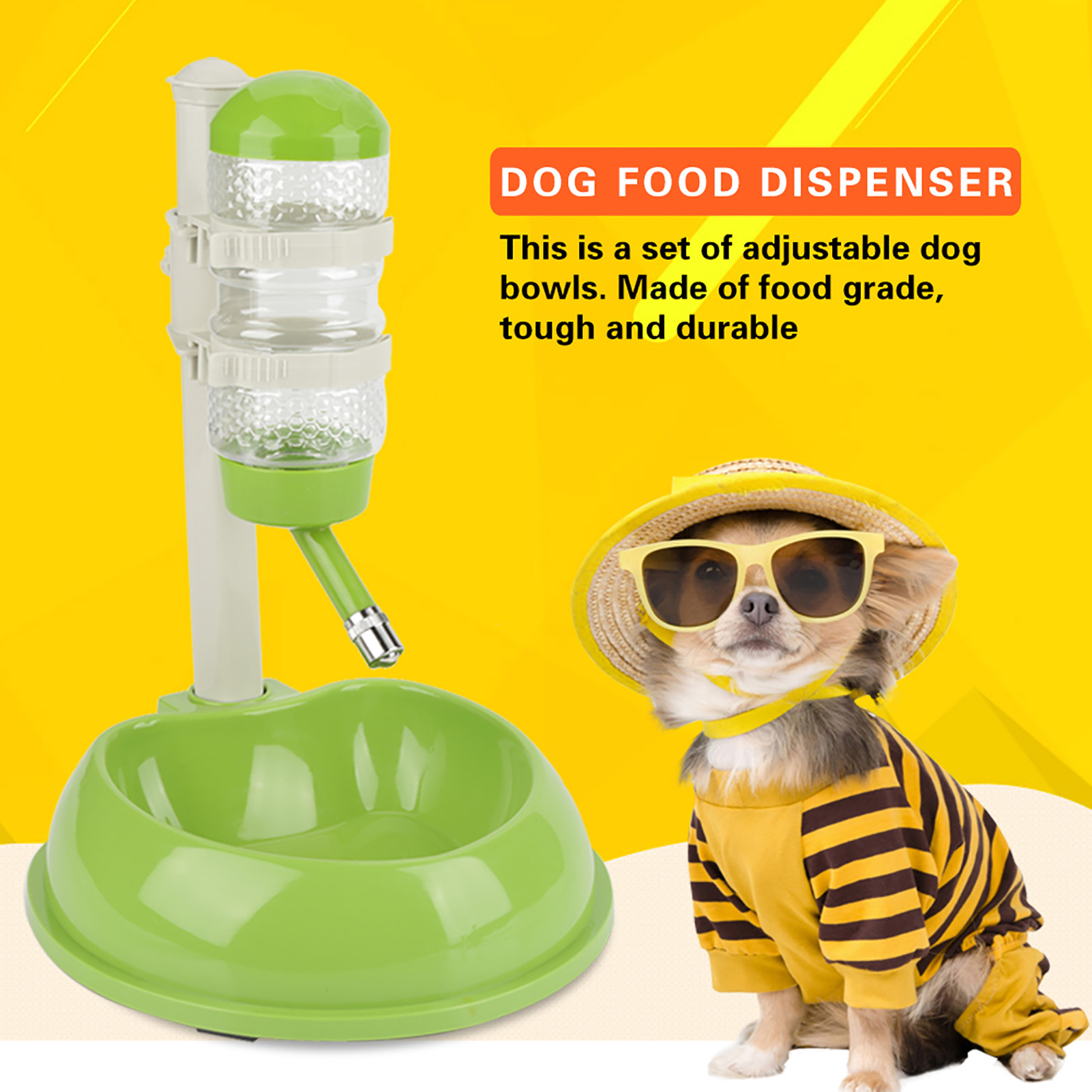 Pet Dog Water Bottle Food Feeder Bowl Auto Adjustable Pet Cat Drinking Fountain Food Water Dispenser Pet Bowl Feeder
