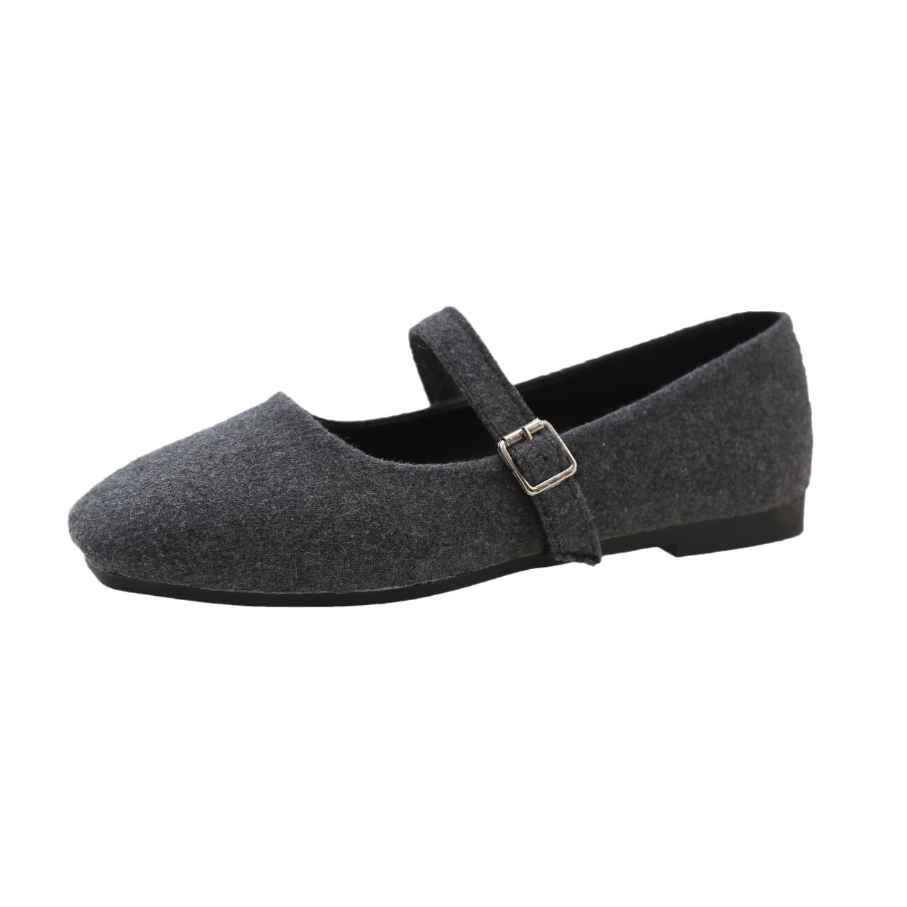 Cloth Mary Jane shoes women 2024 new retro square head shallow mouth soft sole with skirt French fur single shoes