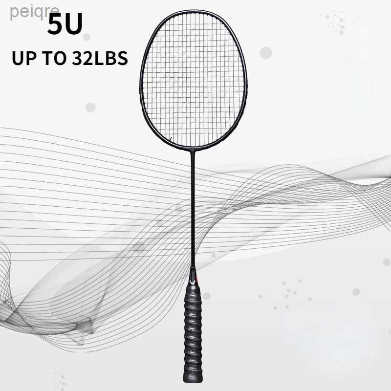 Badminton Rackets Ultralight Professional 5U Badminton Racket Carbon Fiber Badminton Racket Sport Competition Training Racket UP TO 32LBS 240227