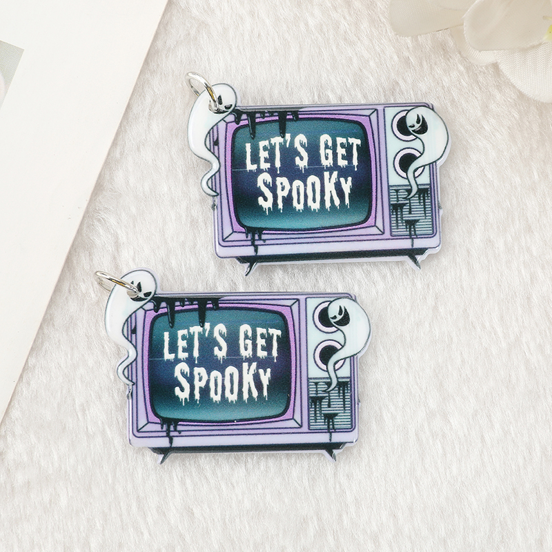 12Pcs Pastel Goth Horror Movie Cat Skull Charms Spooky TV Creative Acrylic Pendant For Earring Necklace Diy Making