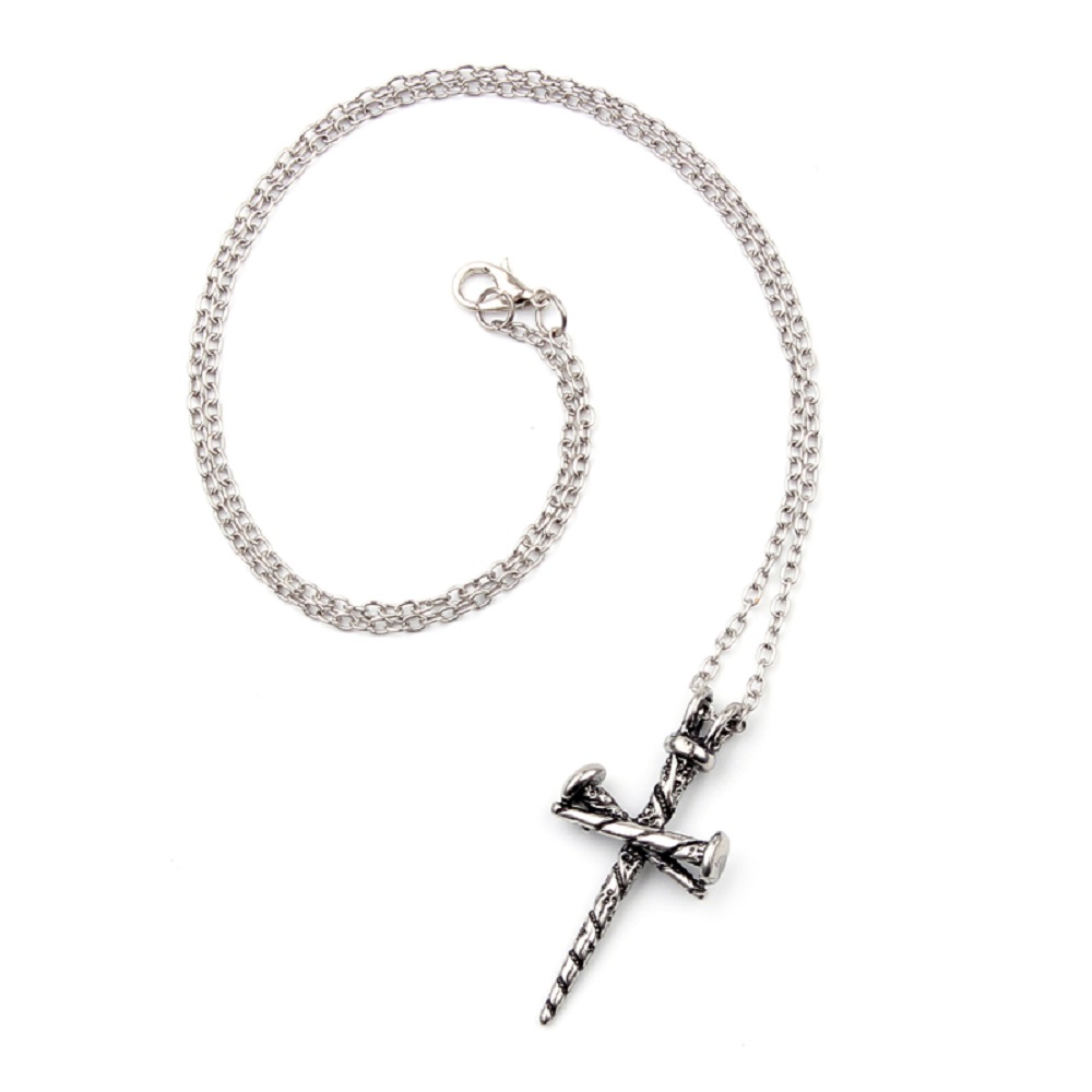 Vintage Men's Nail Shape Cross Pendants Necklace Punk Gothic Men Jewelry New Design Personality Necklace