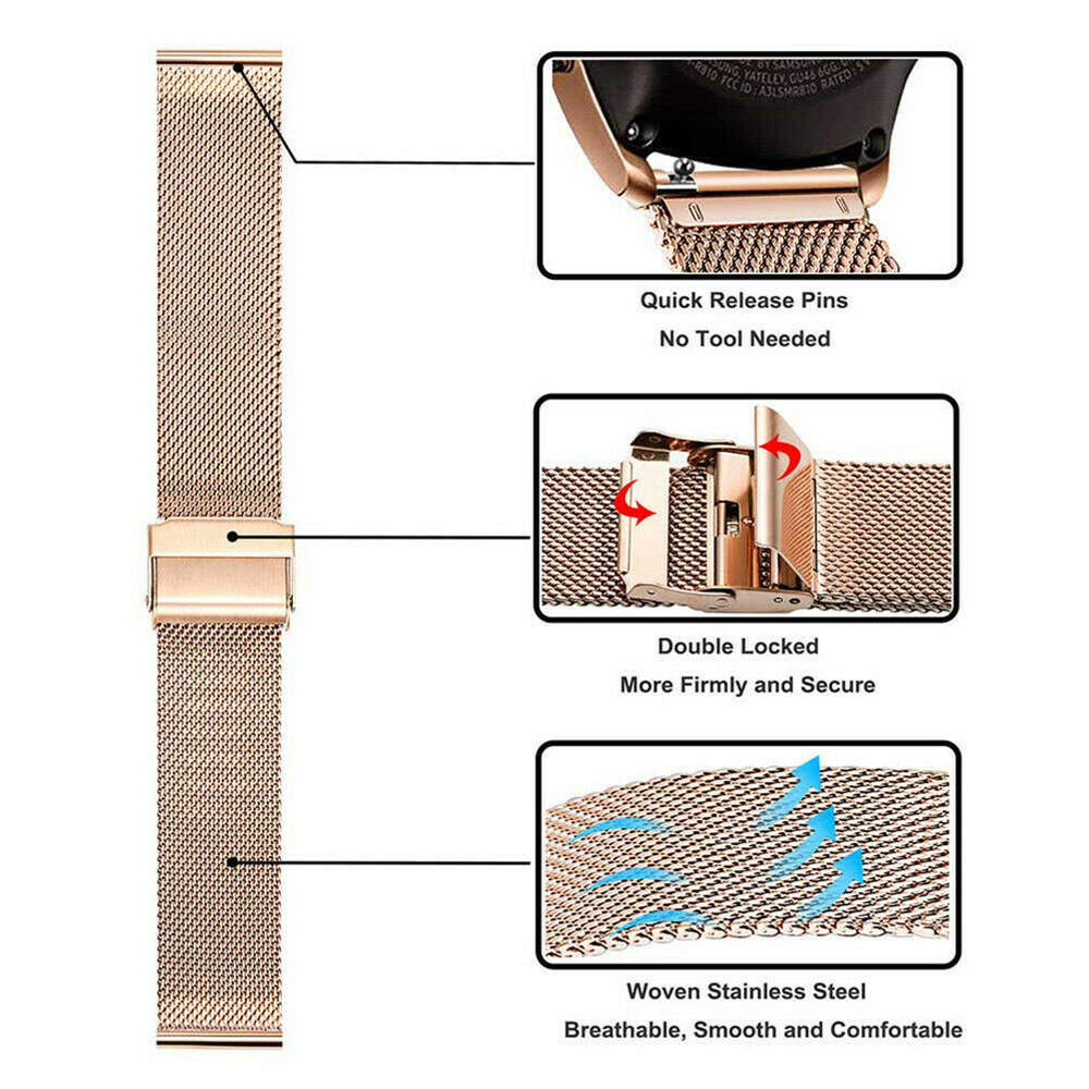Milanese Steel 18mm 20mm 22mm Watchstrap For Garmin Vivoactive 4 3 4S Watchband Metal Wristband For Garmin Venu 2 Strap Bracelet