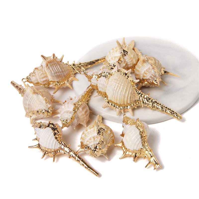 Wholesale Sea Shell Pendants For DIY Making Jewelry Accessory Necklace 2-10 pcs Irregular Conch Plated Cowries Charm Earrings