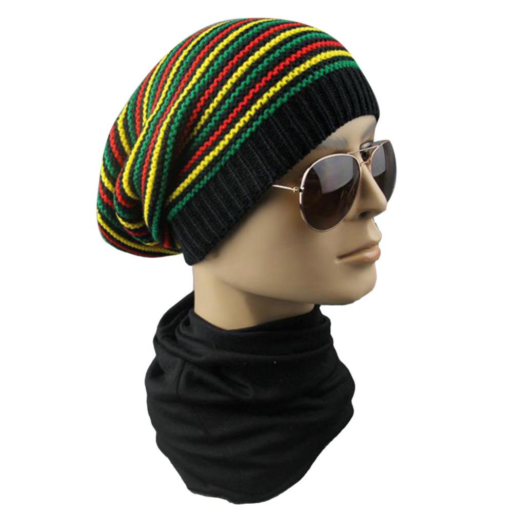 New Hip Hop Multi-colour Striped Cap Ladies Skuilles Beanie 2024 Winter Rasta Reggae Hats Bob Jamaican Hats For Men Caps Gorro