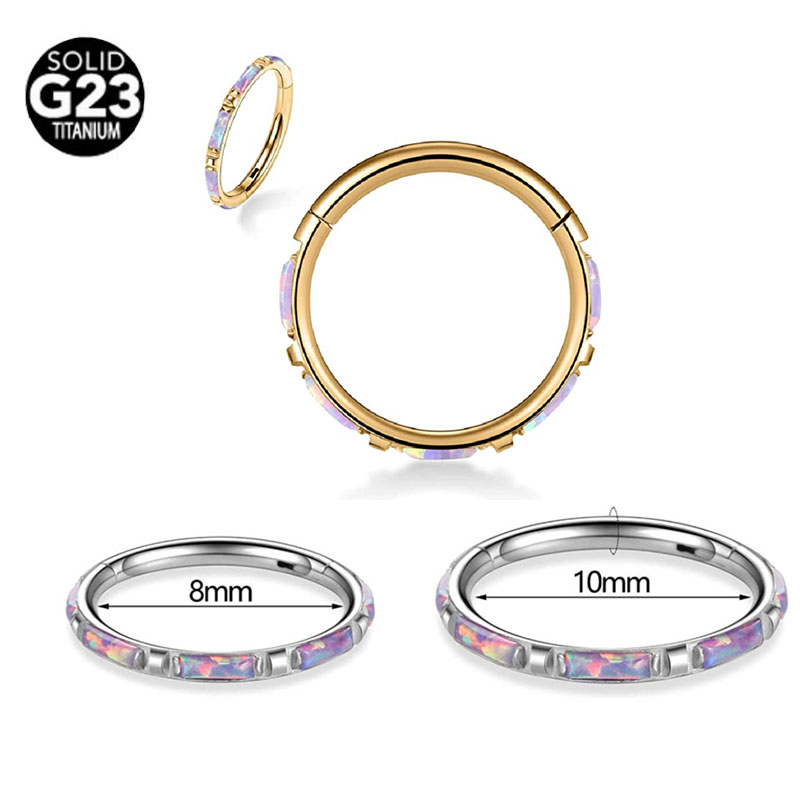 F136 Titanium Nose Ring Opal Hinged Septum Clicker Segment Ear Tragus Cartilage Helix Daith Lip Nose Sutd Body Piercing Jewelry