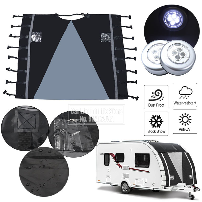 Caravan Accessories RV Front Towing Cover Protector Dustproof Reflective Strip Camper Trailer Caravan Waterproof Cover