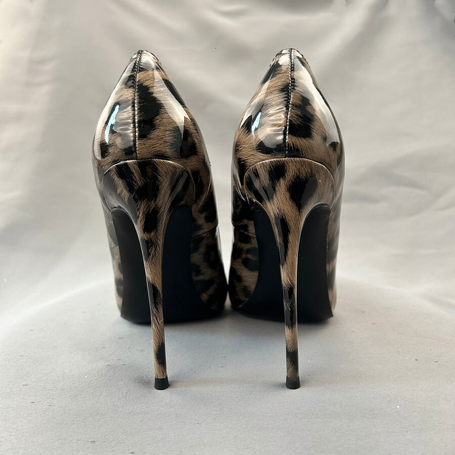 Leopard Patent Leather Sexy Pumps Stiletto Heels Pointed Toe Party Women's Heeled Shoes Plus Size 34-45 68