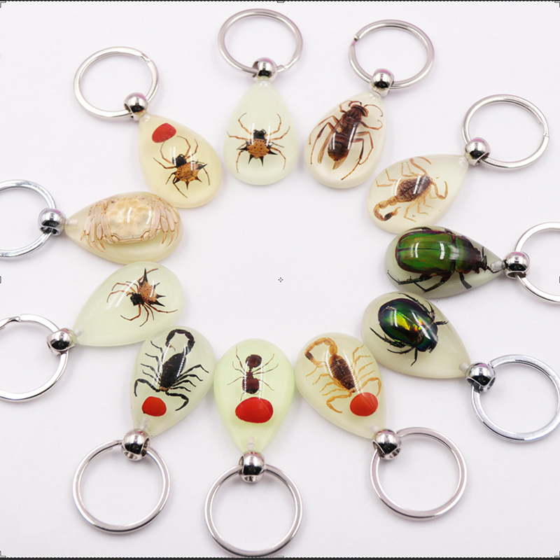 Creative Scorpion Keychain Car Keyring Key Holder Noctilucent Scorpion Amber Pendant Auto Pendant Handbag Wallet Pendant