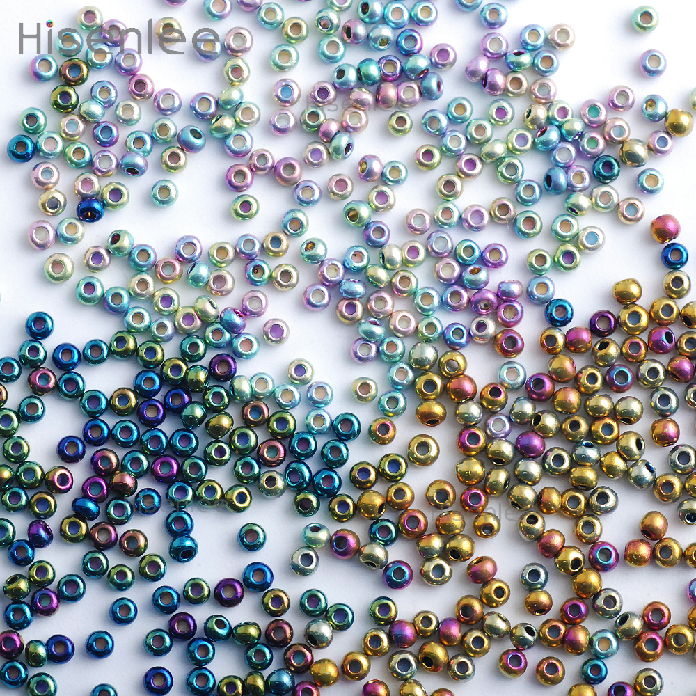 Hisenlee 2MM 3000pcs Glass Seed Beads 3 kind Multicolored Colors Lustered Round Beads Spacer DIY Bracelet Necklace Jewelry