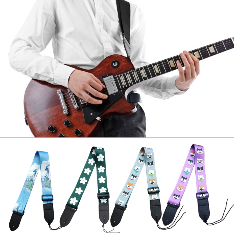 25UC Adjustable Guitar Strap Printed Guitar Shoulder Strap Electric Guitar Shoulder Belt Guitar Accessories for Ukulele Bass