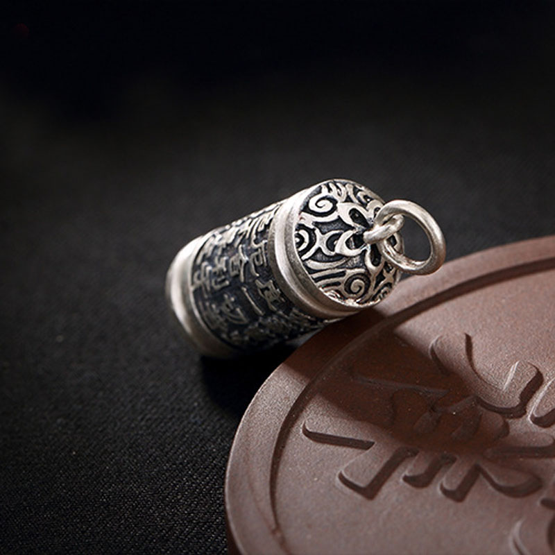 Openable Pure 990 Sterling Silver Tube Locket Pendants Buddhist Shurangama Mantra Bottle Urn Necklace Classic Buddhism Jewelry