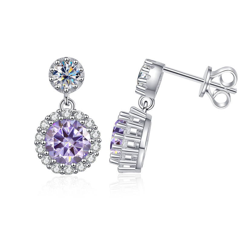 Butterflykiss Moissanite Drop Earrings 925 Silver For Women Luxury Real GRA 1.0CT Bridal Wedding Engagement Earring Fine Jewelry
