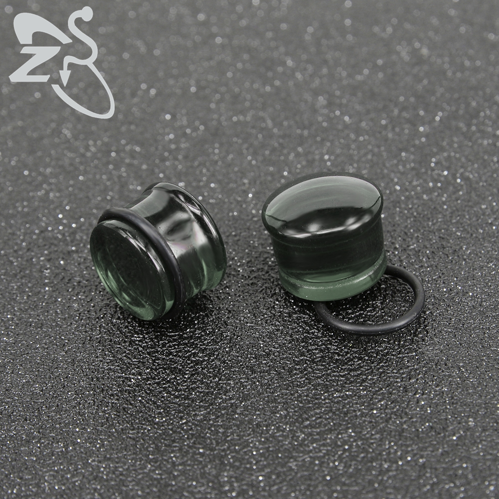 ZS 5-16MM I Pair Punk Clear Green Tunnels Plugs Men Women Transparent Glass Ear Stretcher Mushroom Ear Gauge Piercing Jewelry