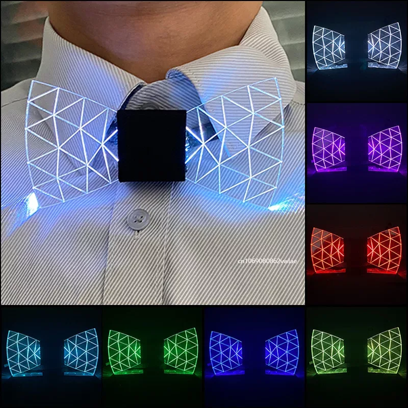 Luminous Butterfly LED Acrylic Bow Tie Men Bowtie Flashing LED Light Up Necktie Glow Party Supplies Valentine Day Novelty Gift