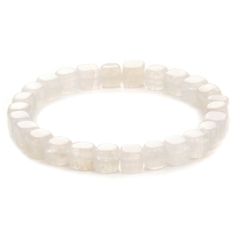 Square Red Agates Bracelet White Blue Tourmaline Agates Cube Beads Elastic Cord Bangle Stretch Bracelet For Women Men Jewelry