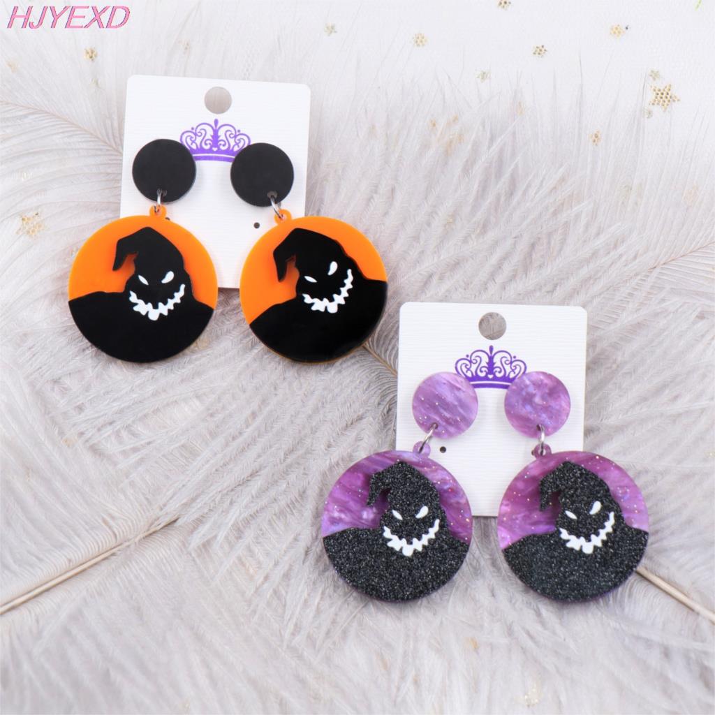ER1096-35mm Nightmare Before Christmas Earrings Boogie Man Galaxy Purple Glitter Acrylic Dangle