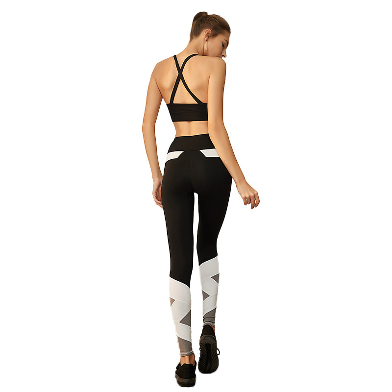 Tight Stretch Fite Leggings Pants Running Long Pants Training Colors Slitting Splice Design Sweatants