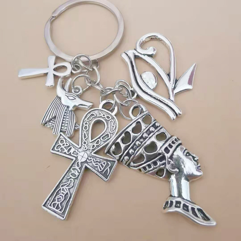 Egypt Egyptian Amulet Keychains Women Jewelry Accessories Ankh Charms Chain Wedding Souvenir Gift for Guest Kids Personalized