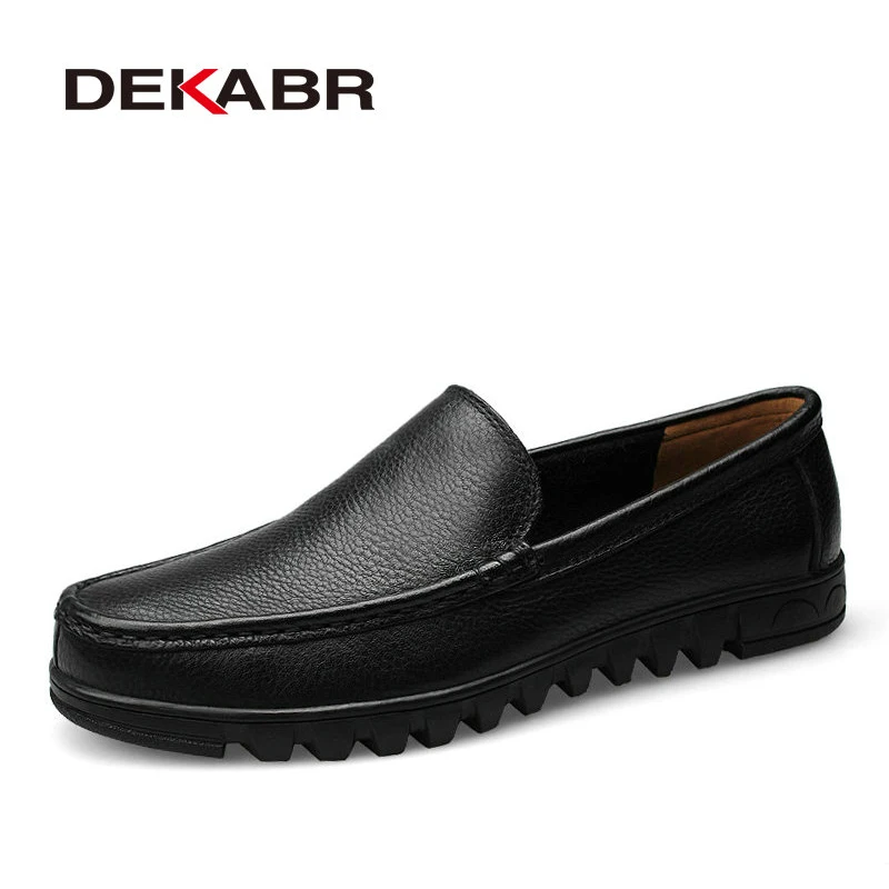 DEKABR Genuine Leather Black Brown New Flat Shoes Classic Hand Sewing Men Quality Flats Atos Hombres Big Size 37-48 D580