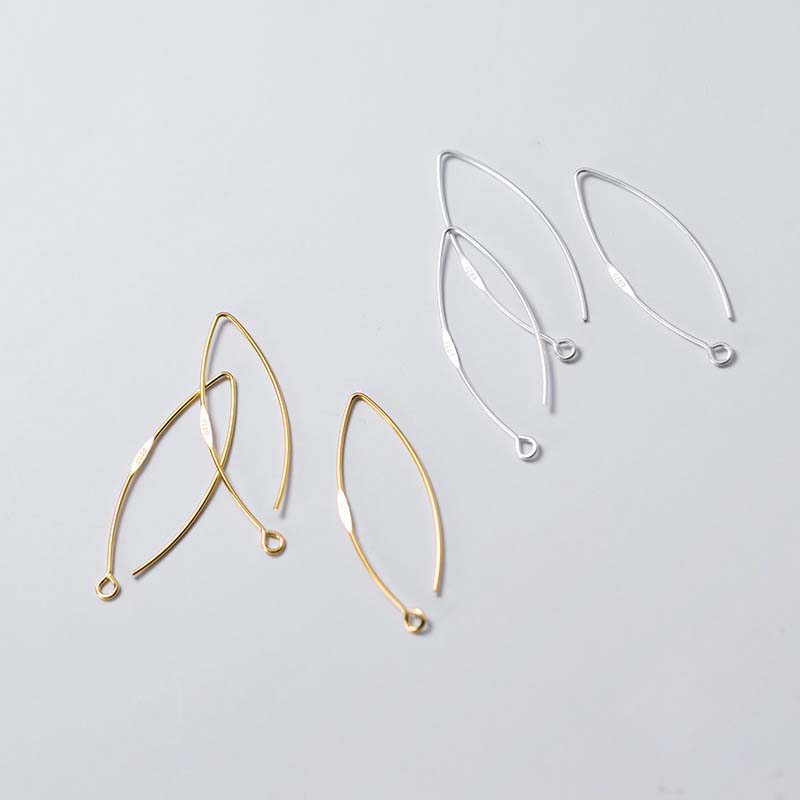 Genuine Real Solid 925 Sterling Silver Earring Hooks Gold Ear Wire Settings for Making Earrings Jewelry Findings Components 30mm