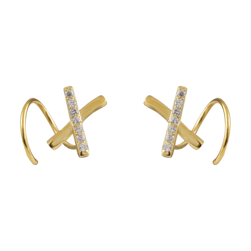 LIVVYSilve Color X-Shape Ear Bones Clip Simple Cross Earrings Bride Elegant Jewelry Woman Party Gift Used To Decorate Ear Region