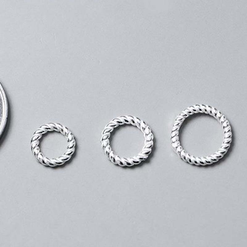 Genuine Real Pure Solid 925 Sterling Silver Close Jump Rings Twisted Line Split Ring Connector Jewelry Making Findings