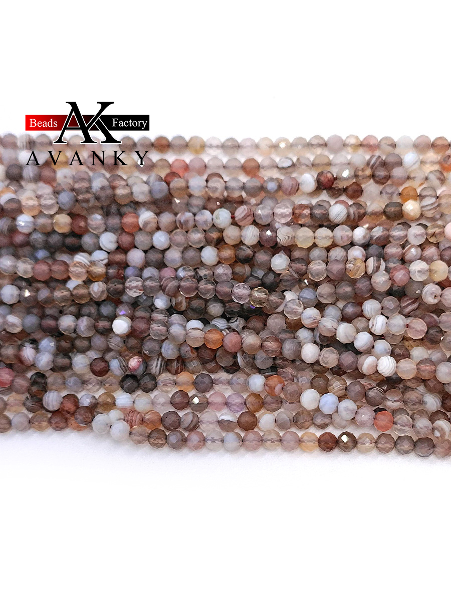 Wholesale Natural Stone Botswana Sardonyx Agates Faceted Loose Beads 2 3 4MM for Braceet Necklace Making 15"