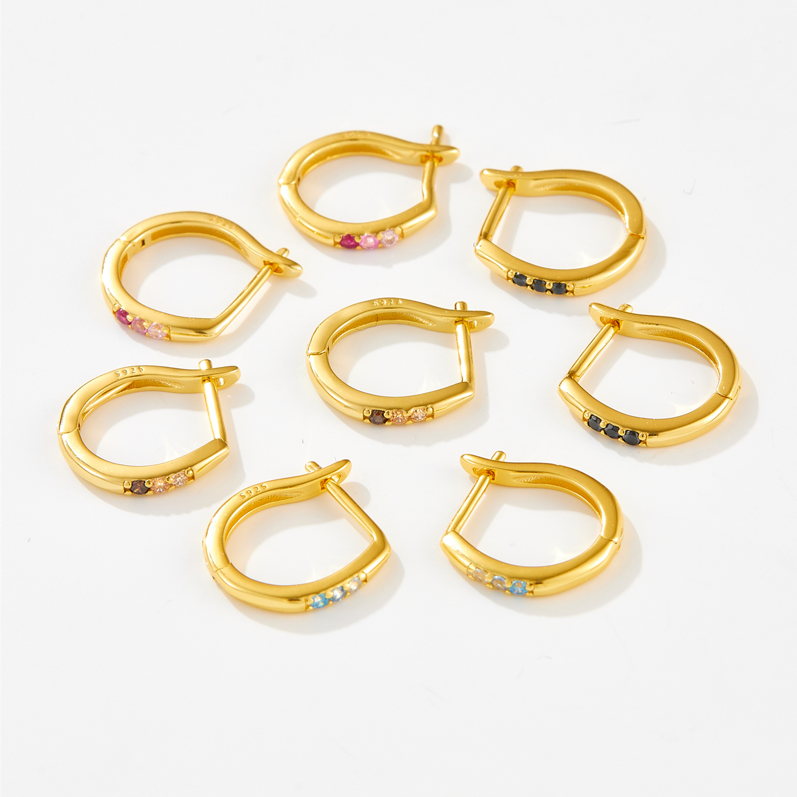 ANDYWEN 925 Sterling Silver Gold 8.5mm Three Color Level Hoops Huggies Piercing Pendiente Loops Round Rock Punk Clips Jewelry